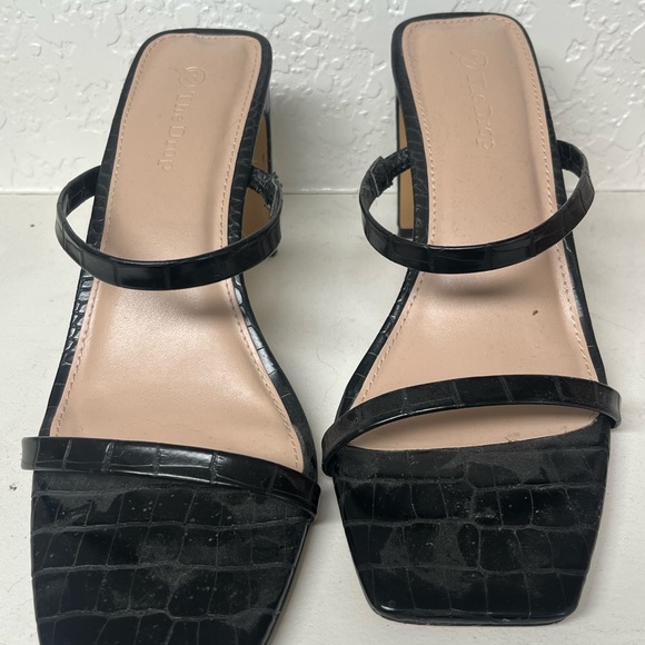 The Drop Cayman Inspired Black Square Toe Heels - Picture 2 of 2